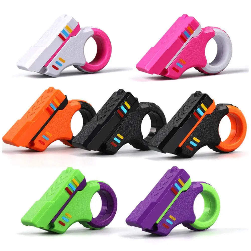 Multi-function Stress Relief Fidget Ring Office Decompress Rotary Finger Sliders Small Pistol Fingertip Toy for Adults Kids Gift