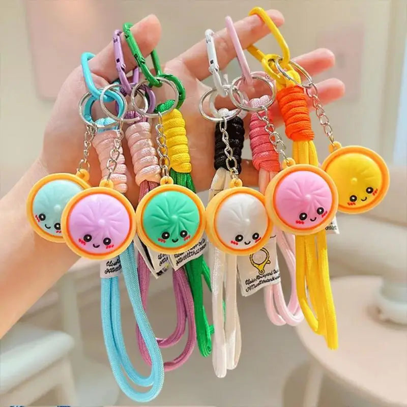 Cute Dumpling Keychain 1Pcs Realistic Baozi with Mini Steamer Creative Pendant for Wedding Party Favor Small Gifts