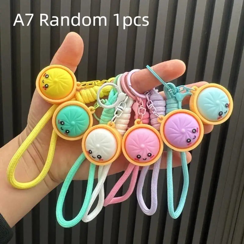 Cute Dumpling Keychain 1Pcs Realistic Baozi with Mini Steamer Creative Pendant for Wedding Party Favor Small Gifts