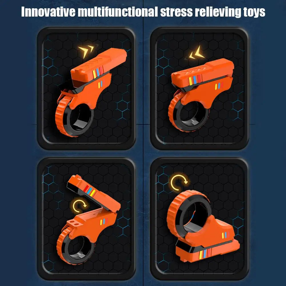 Multi-function Stress Relief Fidget Ring Office Decompress Rotary Finger Sliders Small Pistol Fingertip Toy for Adults Kids Gift